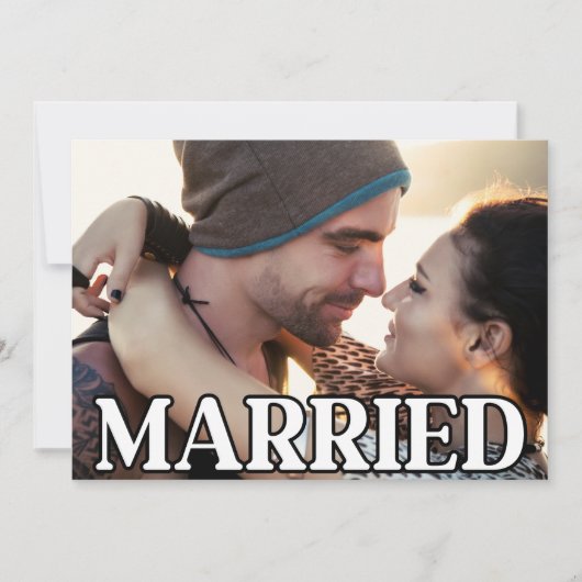 We Zijn Gevlucht Getrouwd Moderne Trouwfoto Aankondiging (Voorkant)