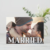 We Zijn Gevlucht Getrouwd Moderne Trouwfoto Aankondiging (Staand voorkant)