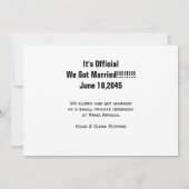 We Zijn Gevlucht Getrouwd Moderne Trouwfoto Aankondiging (Achterkant)