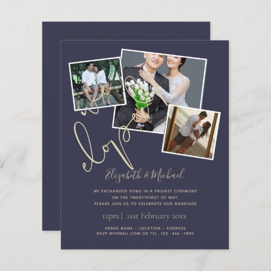 We Zijn Gevlucht Huwelijksaankondiging Uitnodiging (Voorkant / Achterkant)