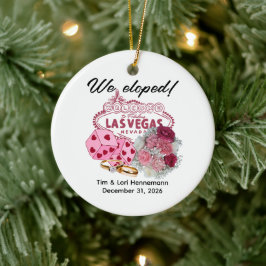 WE ZIJN GEVLUCHT! Las Vegas thema huwelijksaankond Keramisch Ornament