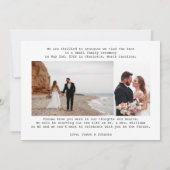 We Zijn Gevlucht Minimal Script Foto Elopement Huw Aankondiging (Achterkant)