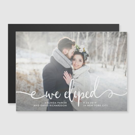 We Zijn Gevlucht | Moderne Rustieke Foto Magnetische Uitnodiging (Voorkant / Achterkant)