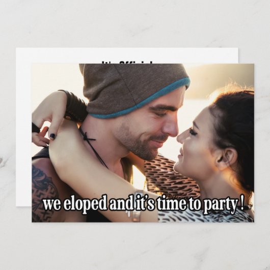 We Zijn Gevlucht Moderne Trouwfoto Aankondiging (Voorkant / Achterkant)