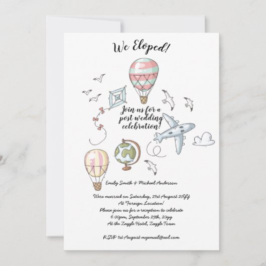 We Zijn Gevlucht - Uitnodiging voor Trouwfeest met (Voorkant)