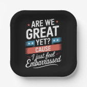 We zijn geweldig, maar voelen ons beschaamd tegen papieren bordje (Voorkant)