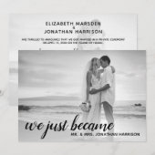 We zijn gewoon Mr Mrs. Foto gewoon getrouwd. Kaart (Voorkant / Achterkant)