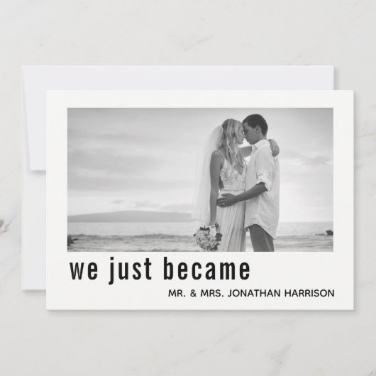 We zijn gewoon Mr Mrs. Foto gewoon getrouwd. Kaart (Voorkant)