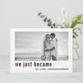 We zijn gewoon Mr Mrs. Foto gewoon getrouwd. Kaart (Staand voorkant)