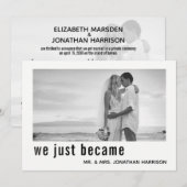 We zijn gewoon Mr Mrs. Foto gewoon getrouwd. Kaart (Voorkant / Achterkant)