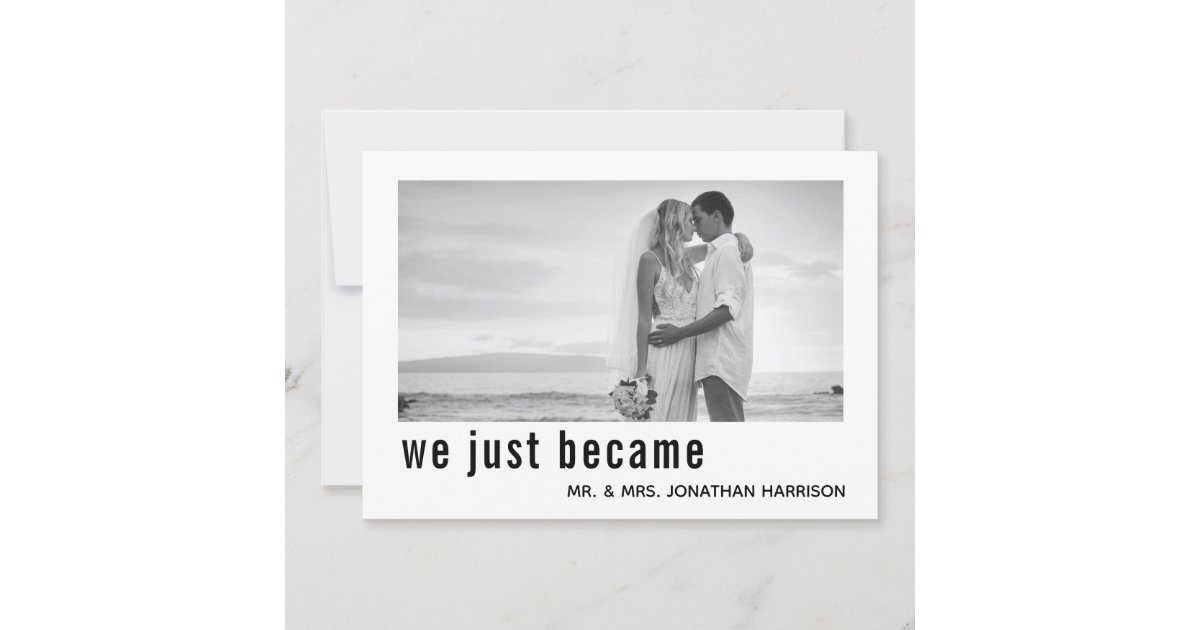 We zijn gewoon Mr Mrs. Foto gewoon getrouwd. Kaart | Zazzle.nl