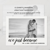 We zijn gewoon Mr Mrs. Foto gewoon getrouwd. Kaart (Voorkant / Achterkant)