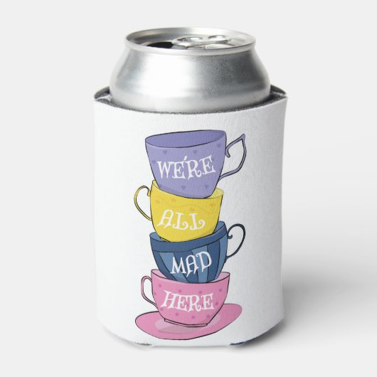 We zijn hier allemaal Mad Tea Party Cups Blikjeskoeler (Blikje Voorkant)
