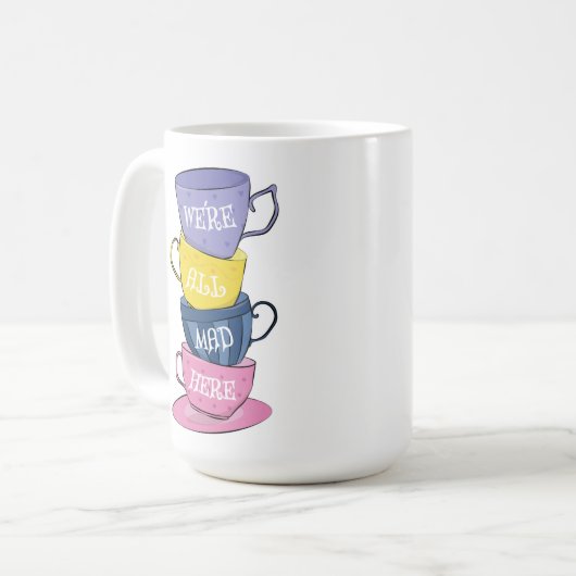 We zijn hier allemaal Mad Tea Party Cups Koffiemok (Voorkant links)