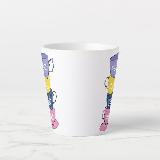 We zijn hier allemaal Mad Tea Party Cups Latte Mok (Voorkant)