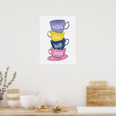 We zijn hier allemaal Mad Tea Party Cups Poster (Keuken)