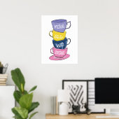 We zijn hier allemaal Mad Tea Party Cups Poster (Thuiskantoor)