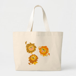 "We zijn hier!!" Cute Cartoon Lions Bag Grote Tote Bag
