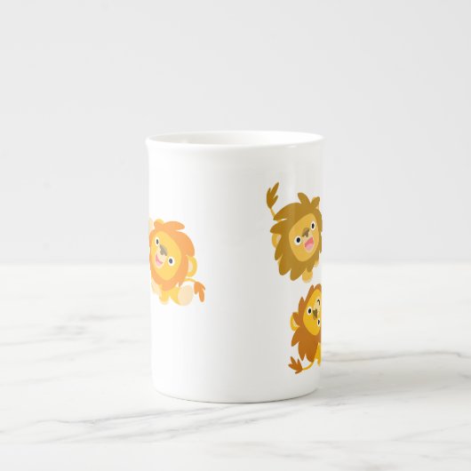 "We zijn hier!!" Cute Cartoon Lions Bone China Mok (Voorkant)