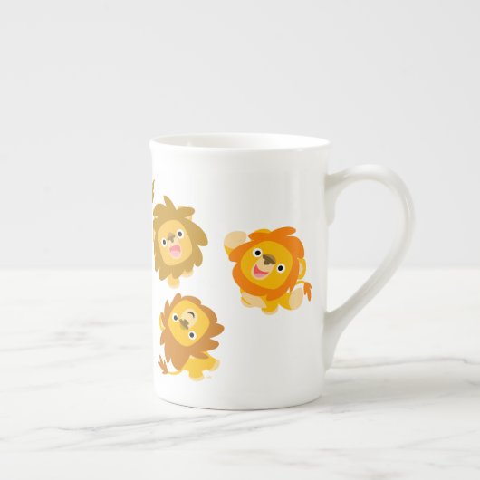 "We zijn hier!!" Cute Cartoon Lions Bone China Mok (Rechts)