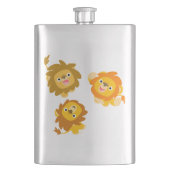 "We zijn hier!!" Cute Cartoon Lions Classic Flask Heupfles (Voorkant)