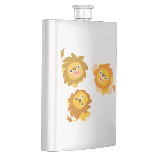 "We zijn hier!!" Cute Cartoon Lions Classic Flask Heupfles (Rechts)