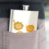 "We zijn hier!!" Cute Cartoon Lions Classic Flask Heupfles (Voorbeeld)