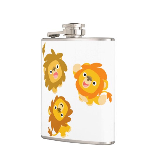 "We zijn hier!!" Cute Cartoon Lions Hip Flask Heupfles (Links)