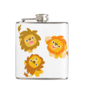 "We zijn hier!!" Cute Cartoon Lions Hip Flask Heupfles (Voorkant)