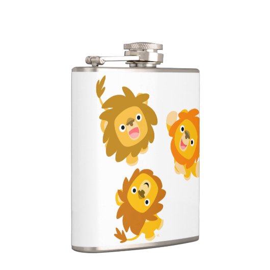 "We zijn hier!!" Cute Cartoon Lions Hip Flask Heupfles (Rechts)