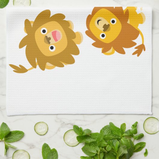 "We zijn hier!!" Cute Cartoon Lions Kitchen Towel Theedoek (Gevouwen)
