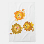 "We zijn hier!!" Cute Cartoon Lions Kitchen Towel Theedoek (Verticaal)