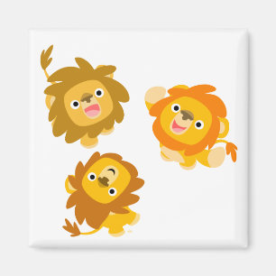 "We zijn hier!!" Cute Cartoon Lions Magnet