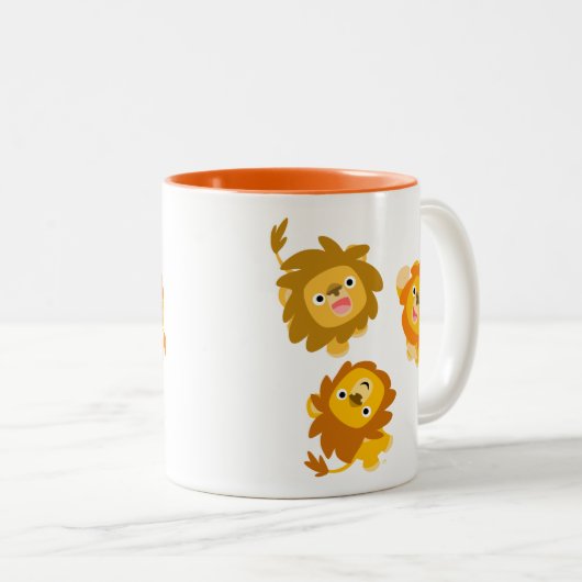 "We zijn hier!!" Cute Cartoon Lions Mok (Voorkant rechts)