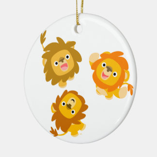 "We zijn hier!!" Cute Cartoon Lions Ornament