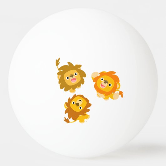"We zijn hier!!" Cute Cartoon Lions Ping Pong Ball (Voorkant)