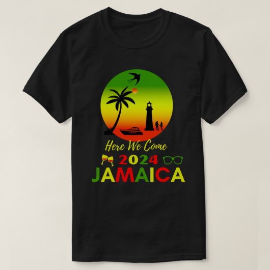 We zijn hier in Jamaica 2024 met Jamaicaanse vlag T-shirt (Design voorkant)