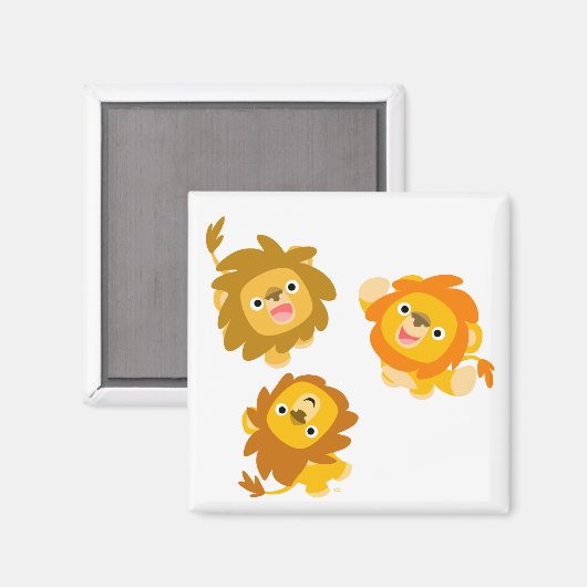 "We zijn hier!" Leuke Cartoon leeuwen magneet (Voorkant / Achterkant)