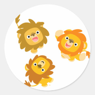 "We zijn hier!" Schattigee Cartoon Leeuwen Sticker