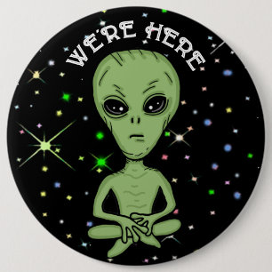 We zijn hier UFO Alien Invasion Extra Terrestrial Ronde Button 6,0 Cm