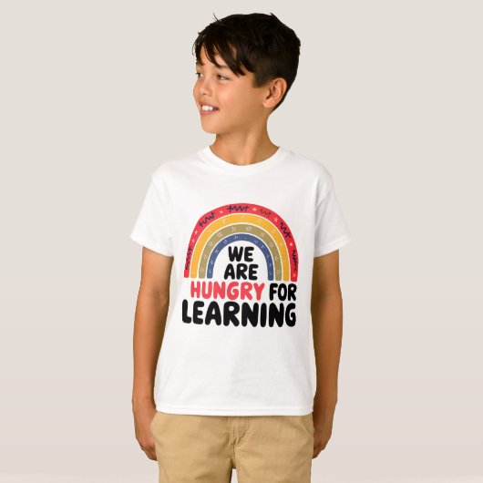 We zijn hongerig om terug te leren naar school vib t-shirt (Voorkant volledig)