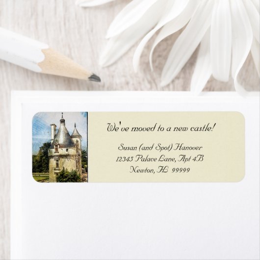 We zijn in een nieuw kasteel nieuwe adreslabels etiket (Insitu)