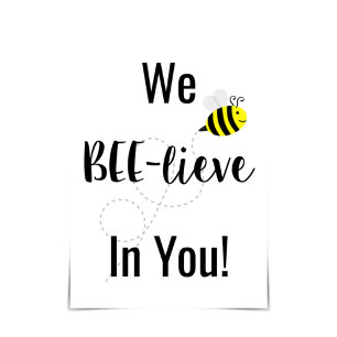 "We zijn in jou aan het geloven" Happy Bees Kaart