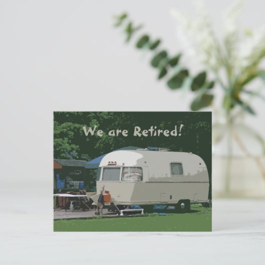 We zijn in ruste!  Thuis is waar Camper is! Contac Briefkaart (Staand voorkant)