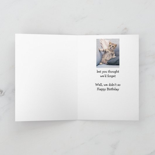 We zijn je verjaardagsfeestje niet vergeten Schatt Kaart (Binnen)