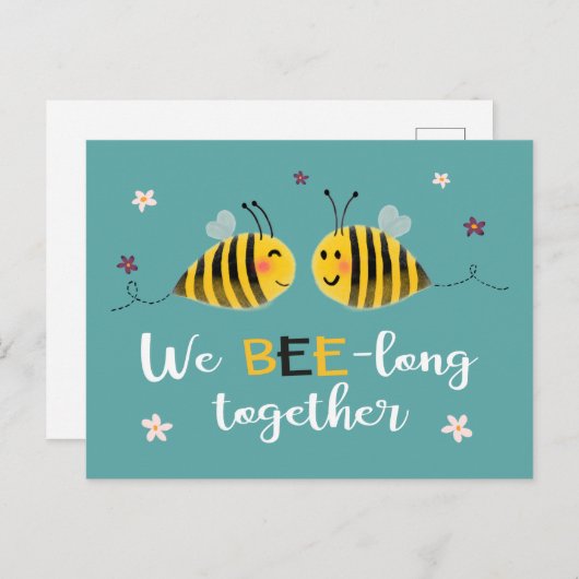 We zijn lang samen met bijen en bloemen Valentijn Feestdagenkaart (Voorkant / Achterkant)