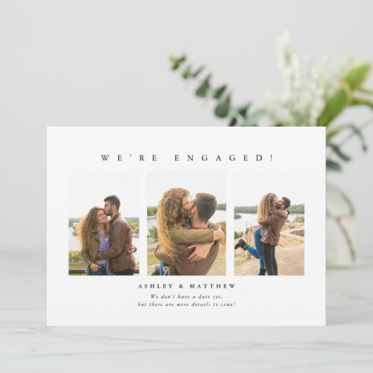 We zijn Minimalistische Verlovingsaankondiging Kaart (Staand voorkant)