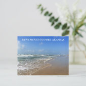 We zijn naar Custom Texas Beach Photo Moving Briefkaart (Staand voorkant)