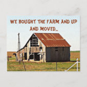 We zijn naar de Boerderij Funny Moving Announcemen Aankondigingskaart (Voorkant)