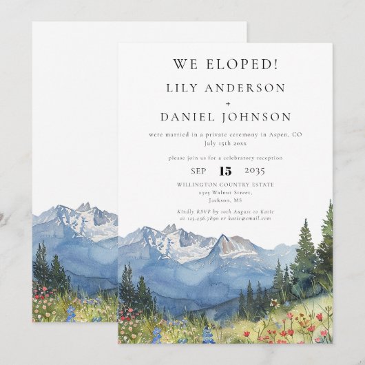 We zijn naar de Waterverf Mountain Elopement bruil Kaart (Voorkant / Achterkant)